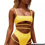 TIMEMEANS Women's New Sexy Bikini Set Solid Set Push-Up Padded Swimwear One-Piece Swimsuit Beachwear Yellow B07MPDR6V6